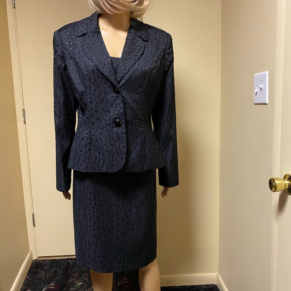 Bob Mackie Black Beaded Formal Dress with Jacket